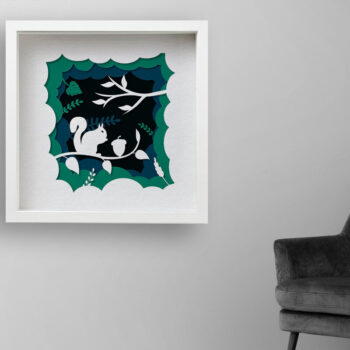 Intra απο ξύλο plywood 3mm-4mm πάχος – Squirrel Forest Shadow Box, 3D χαρτί Δίασταση  20x20 cm INTRAFABR-57913337 - Image 2