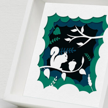 Intra απο ξύλο plywood 3mm-4mm πάχος – Squirrel Forest Shadow Box, 3D χαρτί Δίασταση  20x20 cm INTRAFABR-57913337 - Image 3