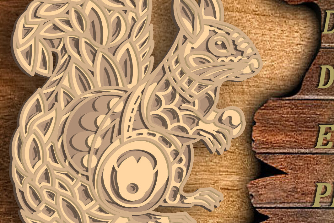 Intra απο ξύλο plywood 3mm-4mm πάχος – Αρχεία AI Squirrel / Multi Layer DXF Δίασταση  20x20 cm INTRAFABR-75122291