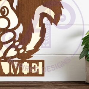 Intra απο ξύλο plywood 3mm-4mm πάχος – Αρχείο κοπής με λέιζερ Squirrel Name Sign Δίασταση  40x30 cm INTRAFABR-83182812