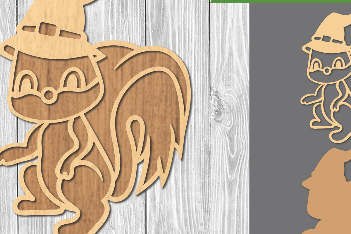 Intra απο ξύλο plywood 3mm-4mm πάχος – Διακόσμηση Squirrel Witch Δίασταση  20x20 cm INTRAFABR-107202621