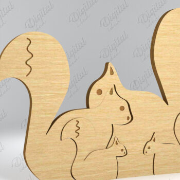 Intra απο ξύλο plywood 3mm-4mm πάχος – Σκίουρος. Ξύλινο Family Puzzle Laser Δίασταση  20x20 cm INTRAFABR-83146710 - Image 1