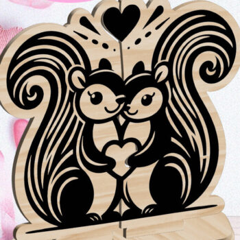 Intra απο ξύλο plywood 3mm-4mm πάχος – Squirrels Love Valentine Στολίδι Λέιζερ Δίασταση 20x20 cm INTRAFABR-113205772 - Image 1