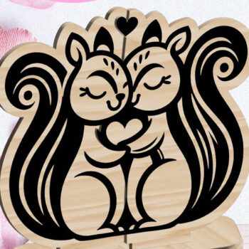 Intra απο ξύλο plywood 3mm-4mm πάχος – Squirrels Love Valentine Στολίδι Λέιζερ Δίασταση  20x20 cm INTRAFABR-113205428 - Image 1