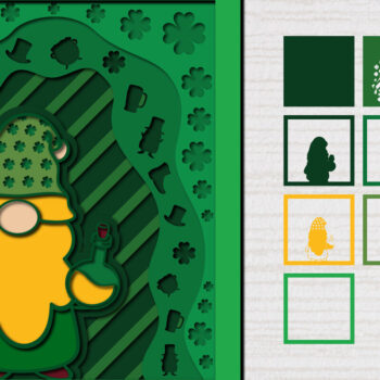 Intra απο ξύλο plywood 3mm-4mm πάχος – St. Patrick Gnome 3d Paper Cut Δίασταση  20x20 cm INTRAFABR-61782758 - Image 1