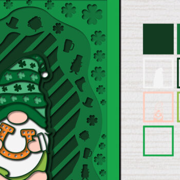 Intra απο ξύλο plywood 3mm-4mm πάχος – St. Patrick Gnome 3d Paper Cut Δίασταση  20x20 cm INTRAFABR-61783071 - Image 1