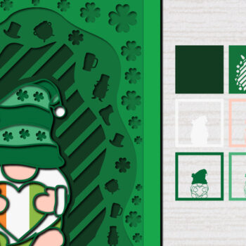 Intra απο ξύλο plywood 3mm-4mm πάχος – St. Patrick Gnome 3d Paper Cut Δίασταση  20x20 cm INTRAFABR-61783149 - Image 1