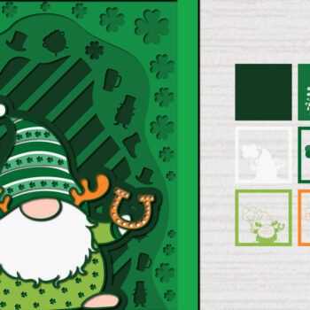 Intra απο ξύλο plywood 3mm-4mm πάχος – St. Patrick Gnome 3d Paper Cut Δίασταση  20x20 cm INTRAFABR-61783302 - Image 1