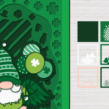 Intra απο ξύλο plywood 3mm-4mm πάχος – St. Patrick Gnome 3d Paper Cut Δίασταση  20x20 cm INTRAFABR-61783382 - Image 1