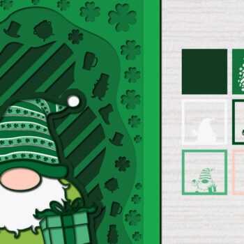Intra απο ξύλο plywood 3mm-4mm πάχος – St. Patrick Gnome 3d Paper Cut Δίασταση 20x20 cm INTRAFABR-61783436 - Image 1