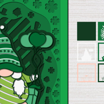 Intra απο ξύλο plywood 3mm-4mm πάχος – St. Patrick Gnome 3d Paper Cut Δίασταση  20x20 cm INTRAFABR-61783490 - Image 1