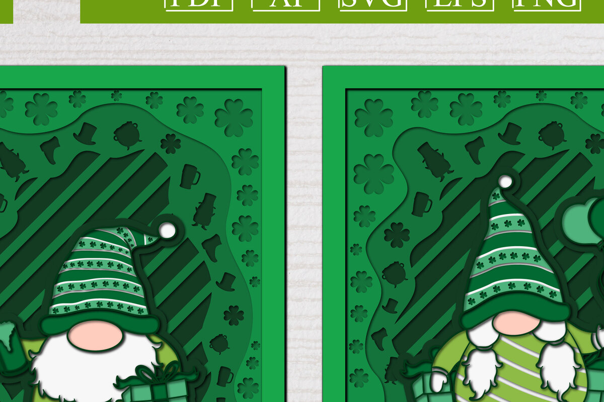 Intra απο ξύλο plywood 3mm-4mm πάχος – Προσφορά St. Patrick Gnome Bundle 3d Δίασταση  20x20 cm INTRAFABR-61783815