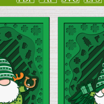 Intra απο ξύλο plywood 3mm-4mm πάχος – Προσφορά St. Patrick Gnome Bundle 3d Δίασταση  20x20 cm INTRAFABR-61783815 - Image 2