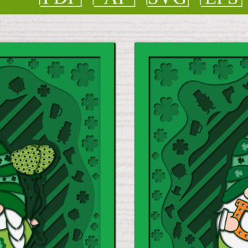 Intra απο ξύλο plywood 3mm-4mm πάχος – Προσφορά St. Patrick Gnome Bundle 3d Δίασταση  20x20 cm INTRAFABR-61783815 - Image 4