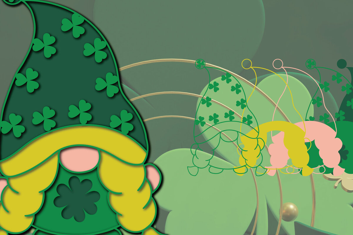 Intra απο ξύλο plywood 3mm-4mm πάχος – Ημέρα του Αγίου Πατρικίου 3d Gnome Paper Cut Δίασταση  20x20 cm INTRAFABR-23310116