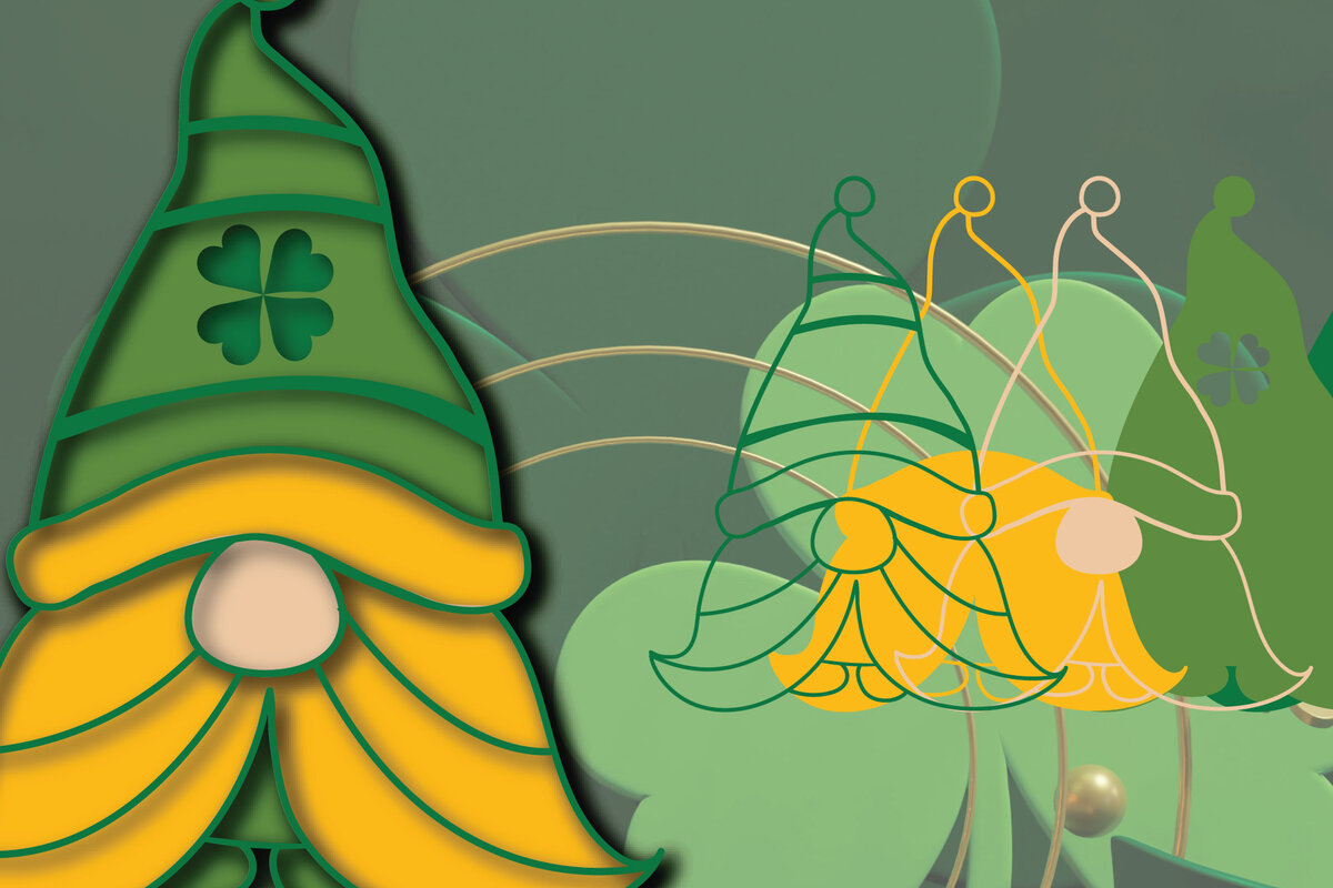 Intra απο ξύλο plywood 3mm-4mm πάχος – Ημέρα του Αγίου Πατρικίου 3d Gnome Paper Cut Δίασταση  20x20 cm INTRAFABR-23310122