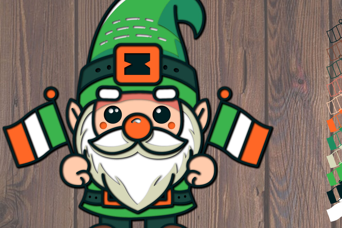 Intra απο ξύλο plywood 3mm-4mm πάχος – Ημέρα του Αγίου Πατρικίου 3d Gnome Paper Cut Δίασταση  20x20 cm INTRAFABR-117455478