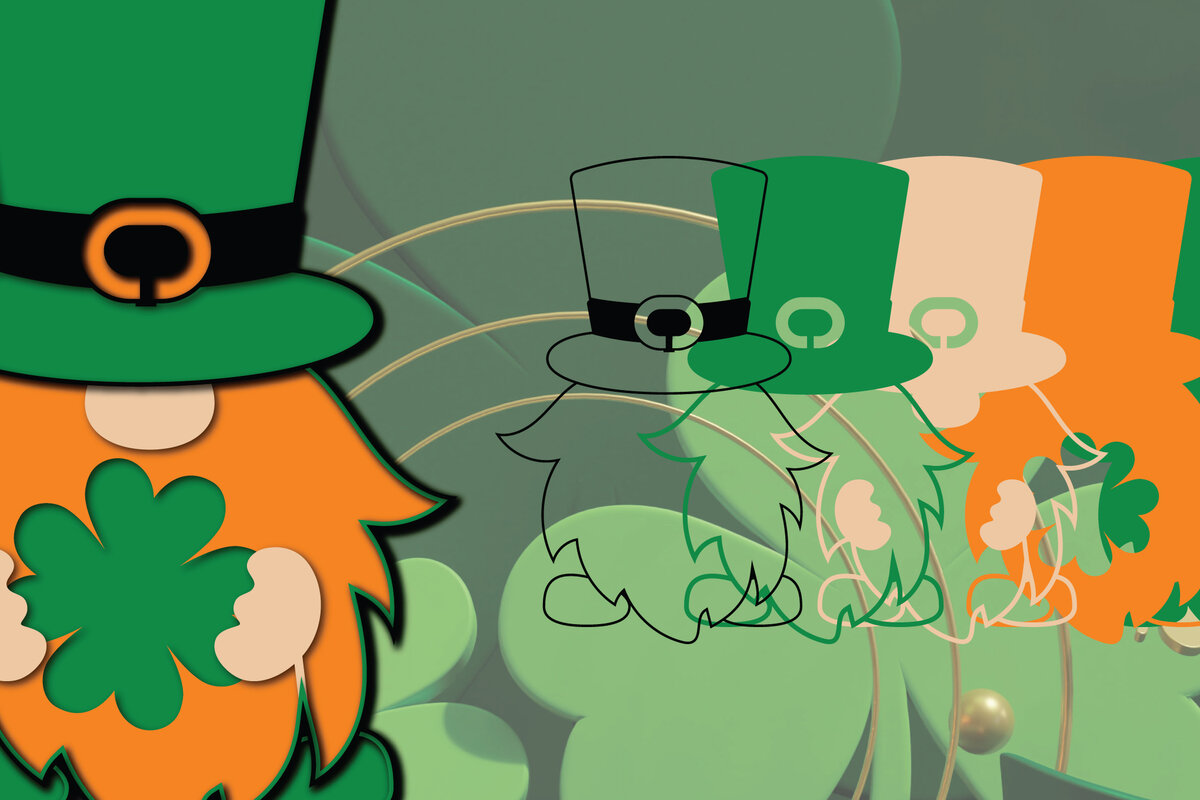 Intra απο ξύλο plywood 3mm-4mm πάχος – Ημέρα του Αγίου Πατρικίου 3d Gnome Paper Cut Δίασταση  20x20 cm INTRAFABR-23310076