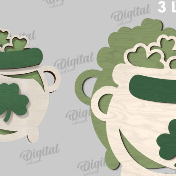 Intra απο ξύλο plywood 3mm-4mm πάχος – Κοπή με λέιζερ καζάνι St Patrick's Day Δίασταση 20x20 cm INTRAFABR-114510745 - Image 2