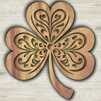 Intra απο ξύλο plywood 3mm-4mm πάχος –  κοπής με λέιζερ Clover St Patrick's Day Δίασταση  20x20 cm INTRAFABR-117805398 - Image 1