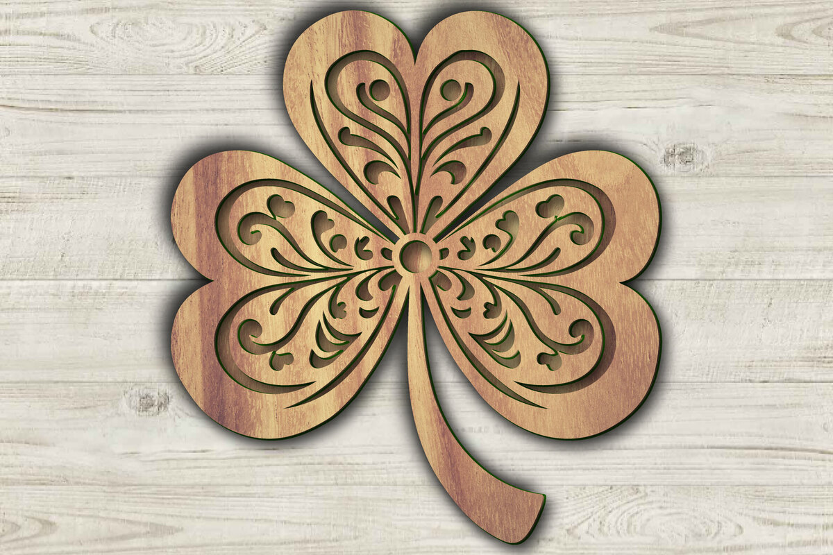 Intra απο ξύλο plywood 3mm-4mm πάχος –  κοπής με λέιζερ Clover St Patrick's Day Δίασταση  20x20 cm INTRAFABR-117805398