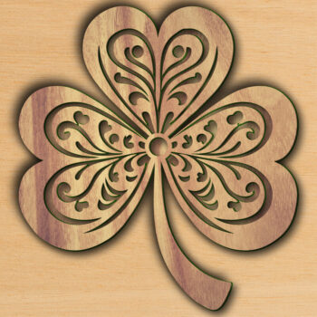 Intra απο ξύλο plywood 3mm-4mm πάχος –  κοπής με λέιζερ Clover St Patrick's Day Δίασταση  20x20 cm INTRAFABR-117805398 - Image 2