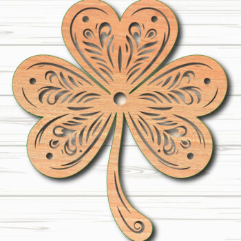 Intra απο ξύλο plywood 3mm-4mm πάχος –  κοπής με λέιζερ Clover St Patrick's Day Δίασταση  20x20 cm INTRAFABR-117805411 - Image 1