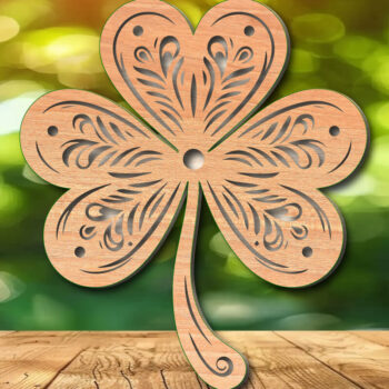Intra απο ξύλο plywood 3mm-4mm πάχος –  κοπής με λέιζερ Clover St Patrick's Day Δίασταση  20x20 cm INTRAFABR-117805411 - Image 3