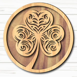 Intra απο ξύλο plywood 3mm-4mm πάχος – κοπής με λέιζερ Clover St Patrick's Day Δίασταση 20x20 cm INTRAFABR-117805400