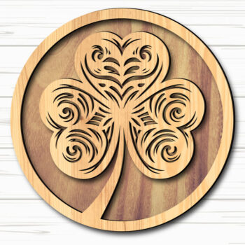 Intra απο ξύλο plywood 3mm-4mm πάχος –  κοπής με λέιζερ Clover St Patrick's Day Δίασταση  20x20 cm INTRAFABR-117805400 - Image 1