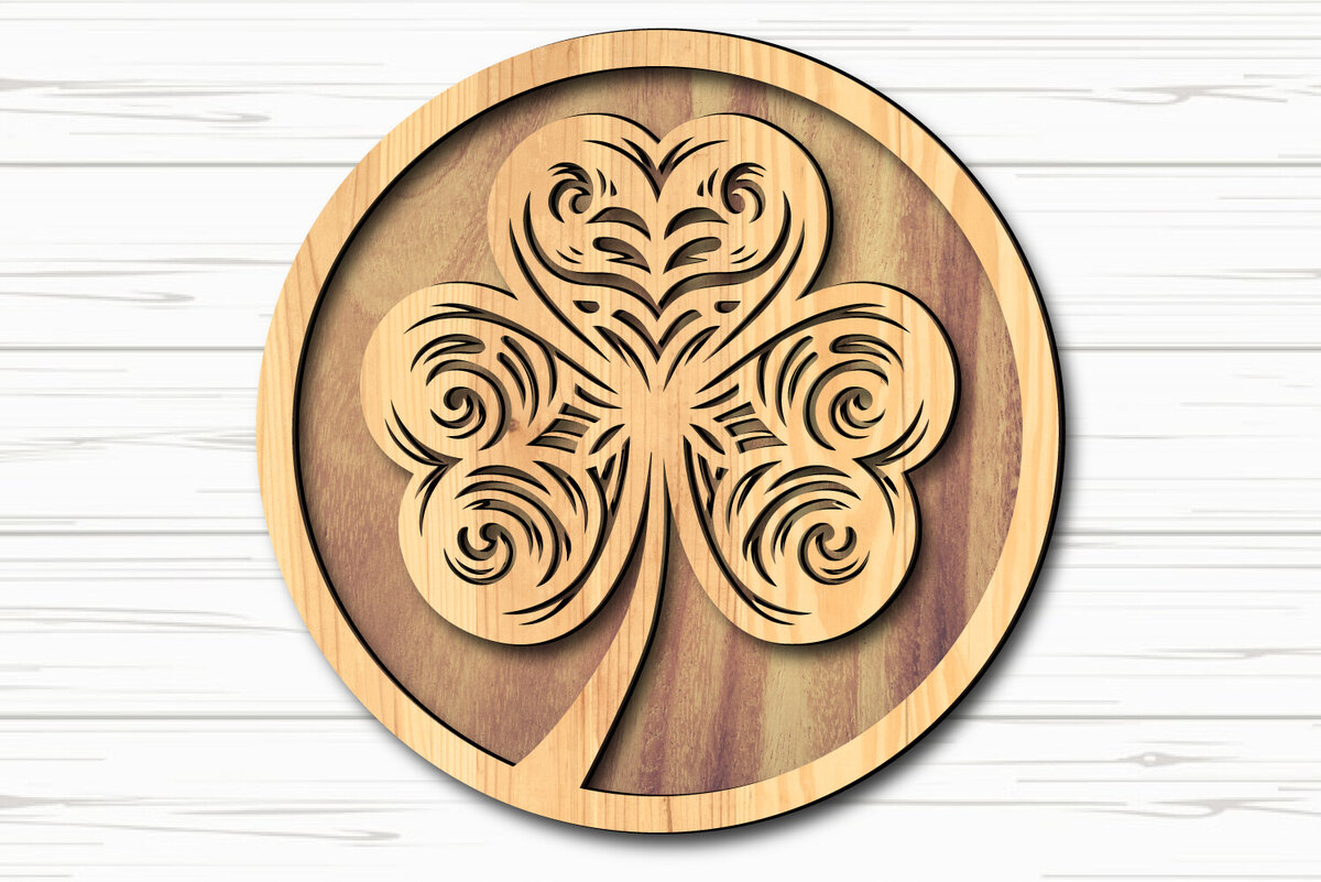 Intra απο ξύλο plywood 3mm-4mm πάχος –  κοπής με λέιζερ Clover St Patrick's Day Δίασταση  20x20 cm INTRAFABR-117805400