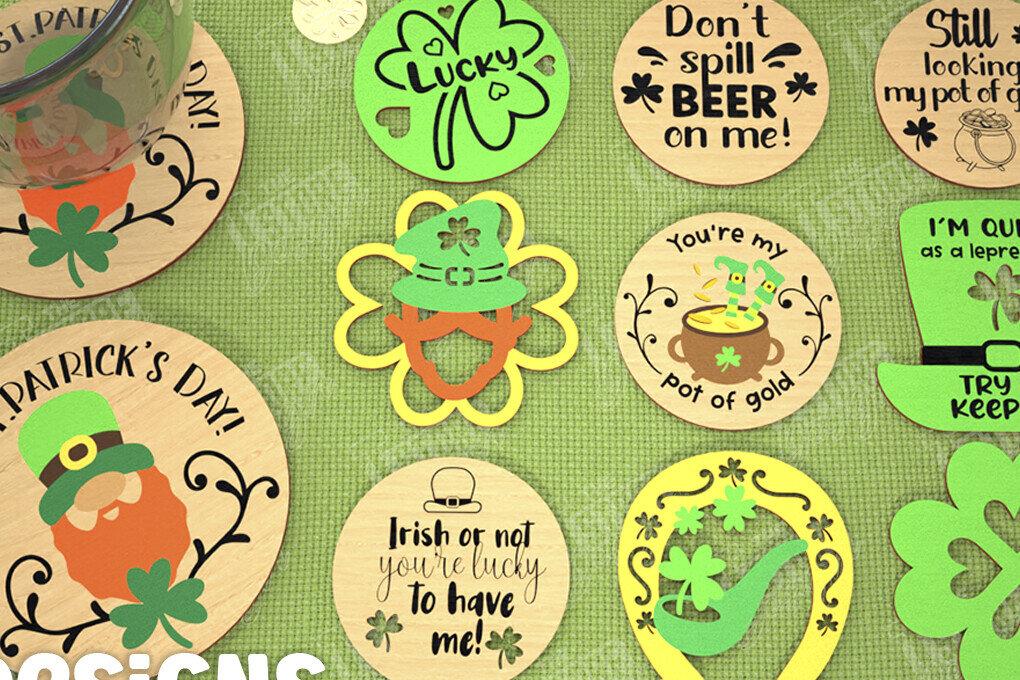 Intra απο ξύλο plywood 3mm-4mm πάχος – Πακέτο σουβέρ για την ημέρα του Αγίου Πατρικίου | CNC Δίασταση  20x20 cm INTRAFABR-115453808