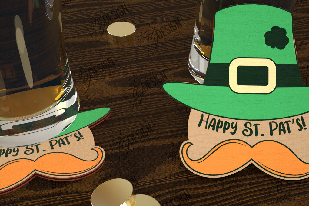 Intra απο ξύλο plywood 3mm-4mm πάχος – Σουβέρ για την ημέρα του Αγίου Πατρικίου | Κύπελλο σουβέρ Δίασταση  20x20 cm INTRAFABR-115439352