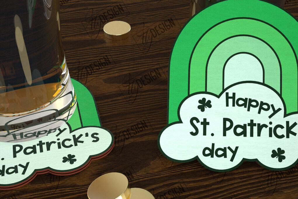 Intra απο ξύλο plywood 3mm-4mm πάχος – Σουβέρ για την ημέρα του Αγίου Πατρικίου | Κύπελλο σουβέρ Δίασταση  20x20 cm INTRAFABR-115439357