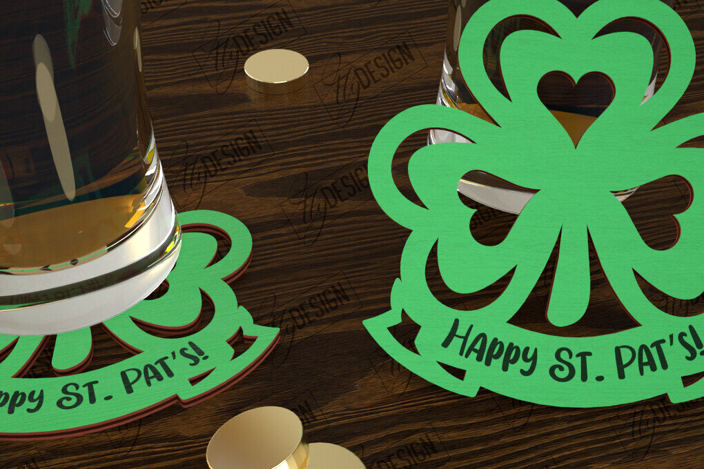 Intra απο ξύλο plywood 3mm-4mm πάχος – Σουβέρ για την ημέρα του Αγίου Πατρικίου | Κύπελλο σουβέρ Δίασταση  20x20 cm INTRAFABR-115439333