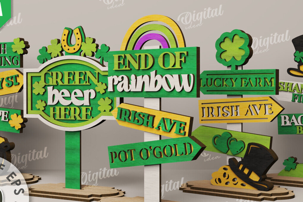 Intra απο ξύλο plywood 3mm-4mm πάχος – Πακέτο κοπής με λέιζερ ντεκόρ St Patrick's Day Δίασταση  20x20 cm INTRAFABR-115362126