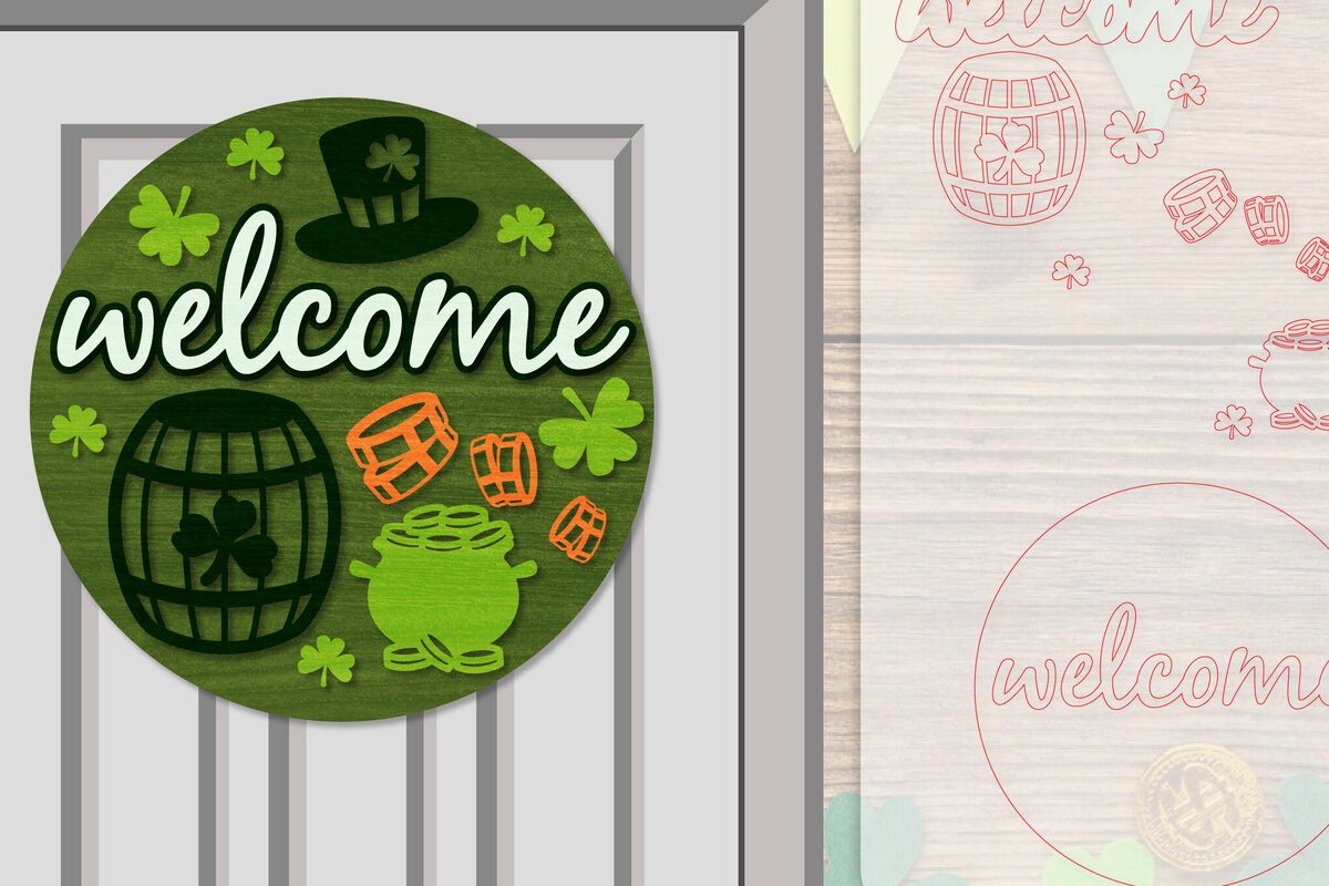 Intra απο ξύλο plywood 3mm-4mm πάχος – Κρεμάστρα πόρτας St. Patrick's Day Lasercut Δίασταση  20x20 cm INTRAFABR-117786602