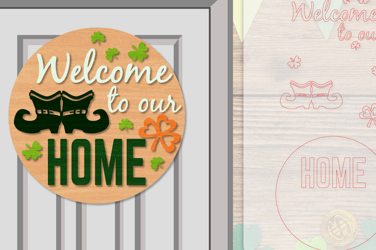 Intra απο ξύλο plywood 3mm-4mm πάχος – Κρεμάστρα πόρτας St. Patrick's Day Lasercut Δίασταση  20x20 cm INTRAFABR-117786606