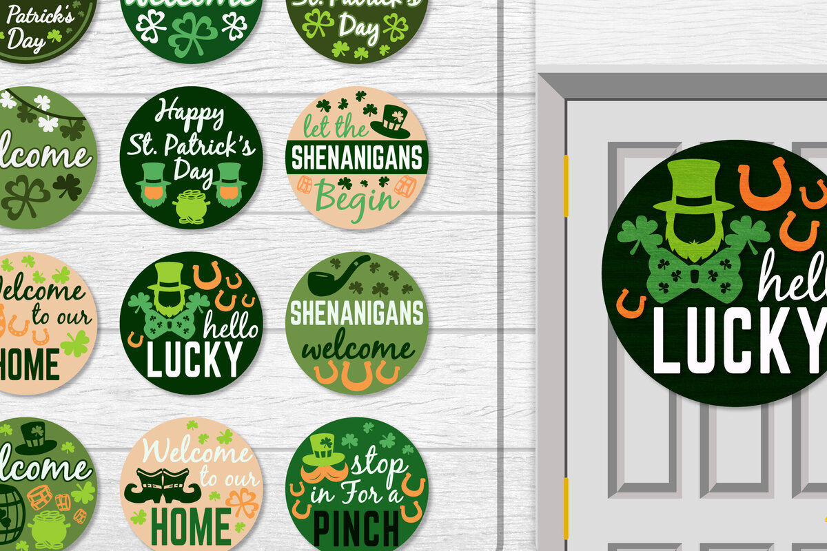 Intra απο ξύλο plywood 3mm-4mm πάχος – Κρεμάστρα πόρτας St. Patrick's Day Lasercut Δίασταση  20x20 cm INTRAFABR-117786629