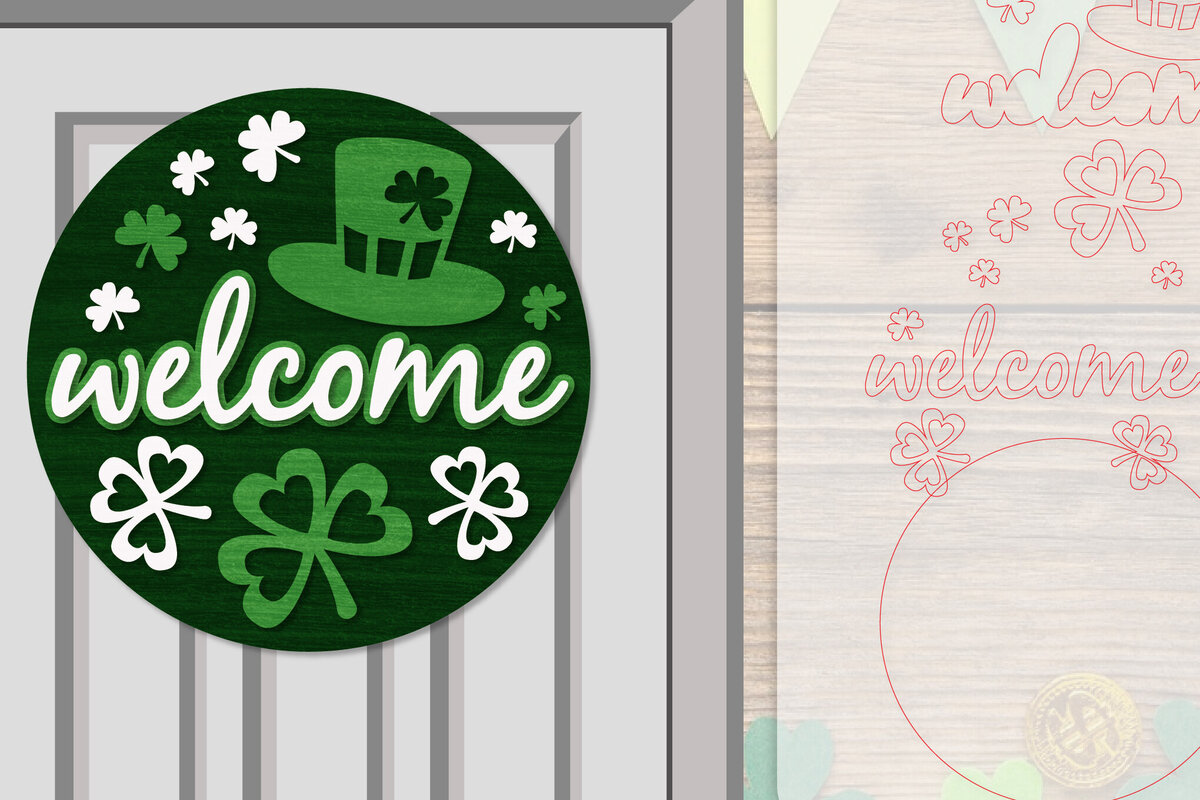 Intra απο ξύλο plywood 3mm-4mm πάχος – Κρεμάστρα πόρτας St. Patrick's Day Lasercut Δίασταση  20x20 cm INTRAFABR-117786550