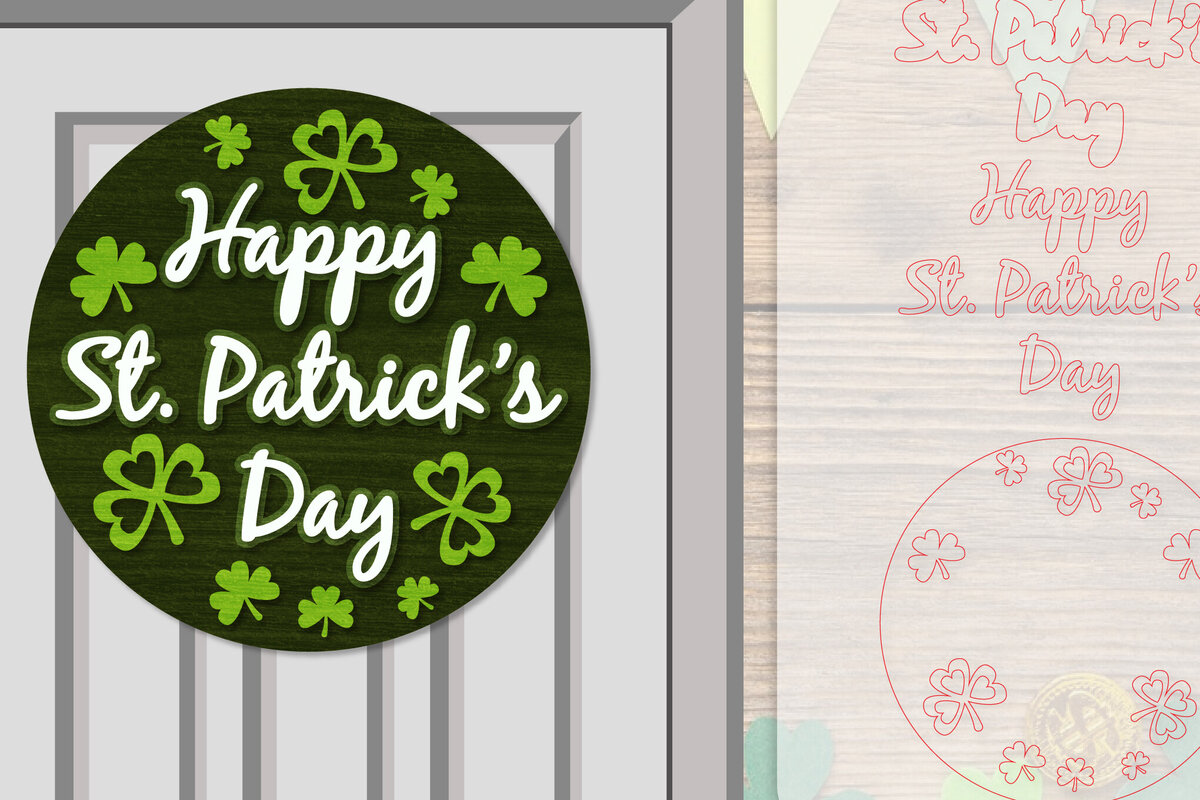 Intra απο ξύλο plywood 3mm-4mm πάχος – Κρεμάστρα πόρτας St. Patrick's Day Lasercut Δίασταση  20x20 cm INTRAFABR-117786557