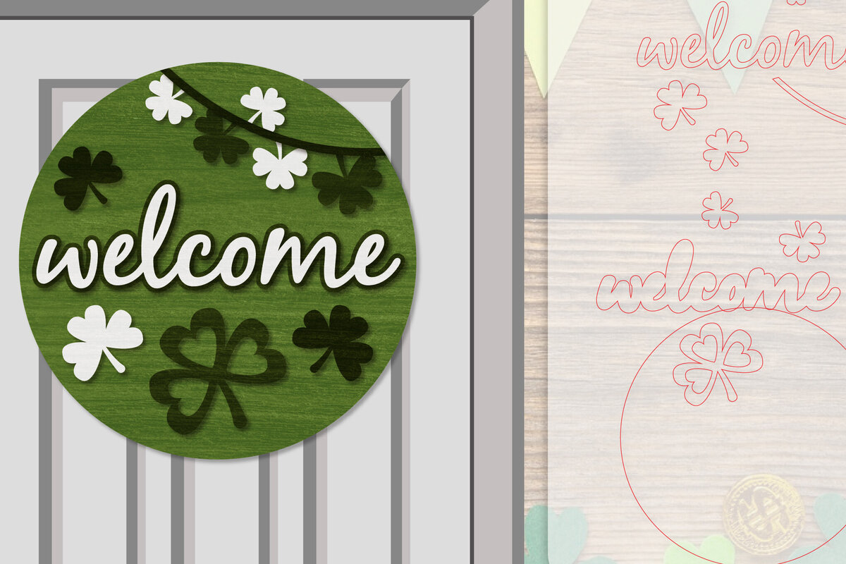 Intra απο ξύλο plywood 3mm-4mm πάχος – Κρεμάστρα πόρτας St. Patrick's Day Lasercut Δίασταση  20x20 cm INTRAFABR-117786563