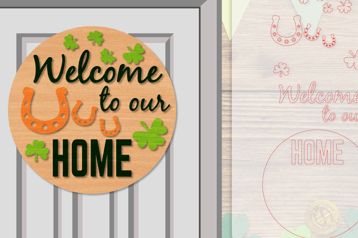 Intra απο ξύλο plywood 3mm-4mm πάχος – Κρεμάστρα πόρτας St. Patrick's Day Lasercut Δίασταση  20x20 cm INTRAFABR-117786585