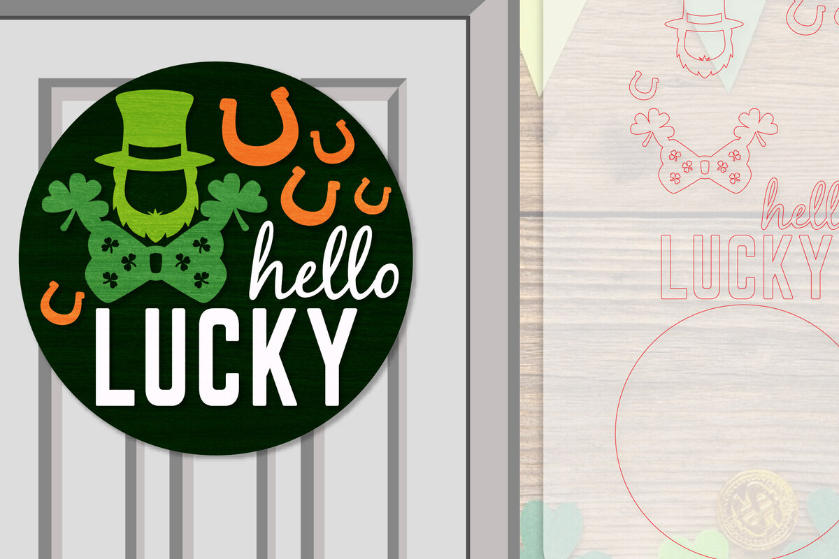 Intra απο ξύλο plywood 3mm-4mm πάχος – Κρεμάστρα πόρτας St. Patrick's Day Lasercut Δίασταση  20x20 cm INTRAFABR-117786593