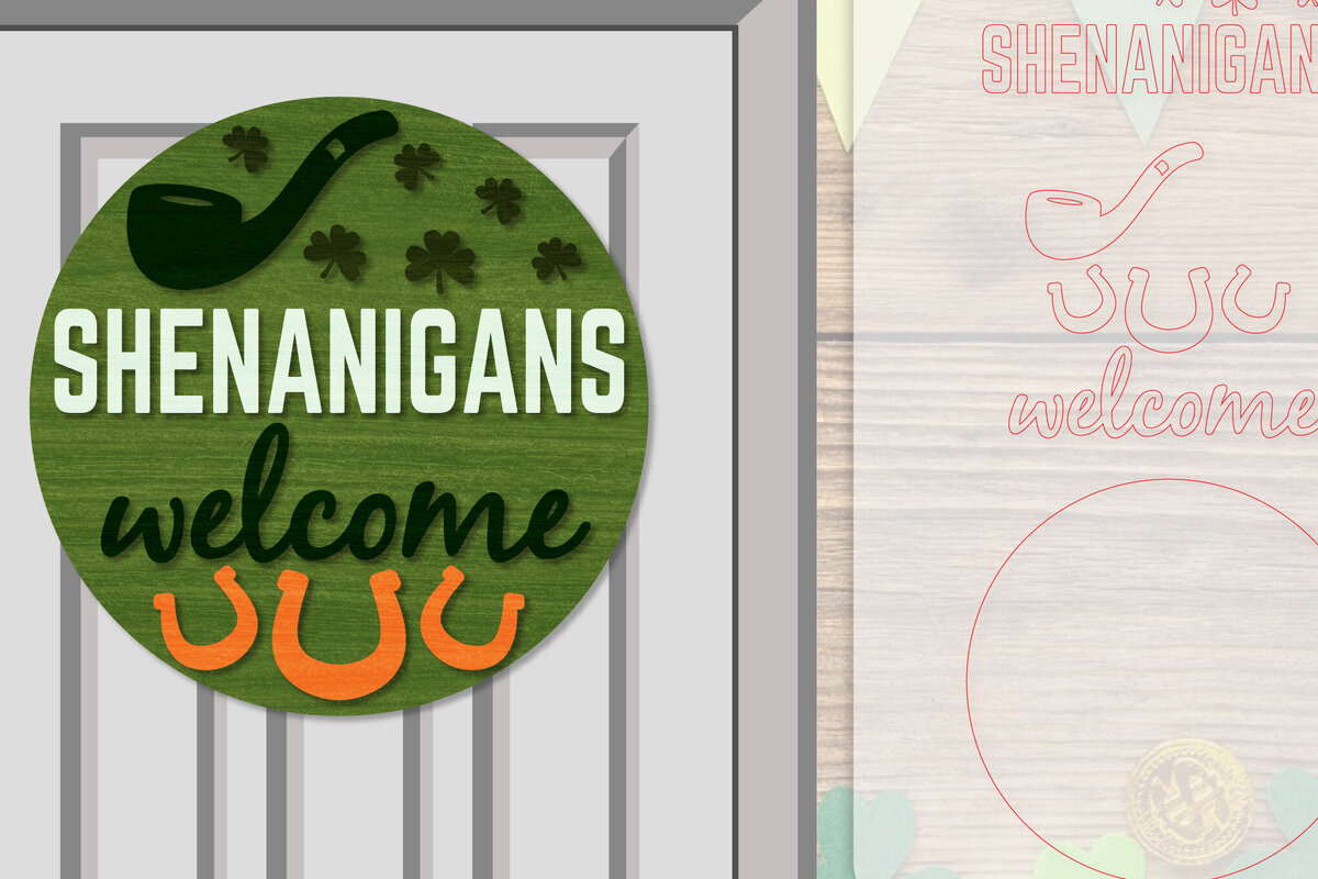 Intra απο ξύλο plywood 3mm-4mm πάχος – Κρεμάστρα πόρτας St. Patrick's Day Lasercut Δίασταση  20x20 cm INTRAFABR-117786597