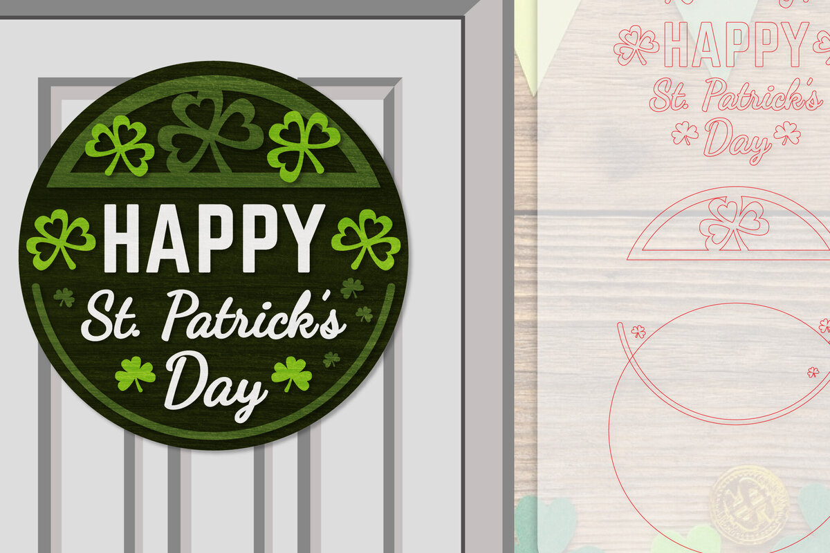 Intra απο ξύλο plywood 3mm-4mm πάχος – Κρεμάστρα πόρτας St. Patrick's Day Lasercut Δίασταση  20x20 cm INTRAFABR-117786545