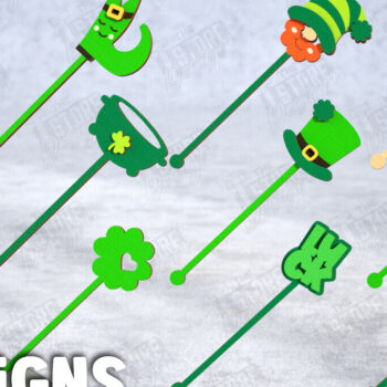 Intra απο ξύλο plywood 3mm-4mm πάχος – Πακέτο αναδευτήρων ποτών St Patrick's Day Δίασταση  20x20 cm INTRAFABR-115372389 - Image 1