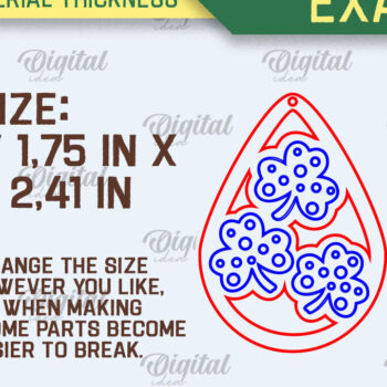 Intra απο ξύλο plywood 3mm-4mm πάχος – Πακέτο με σκουλαρίκια St. Patrick's Day Δίασταση  5x5 cm INTRAFABR-88058261 - Image 2