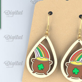 Intra απο ξύλο plywood 3mm-4mm πάχος – Σκουλαρίκια St. Patrick's Day Drop Lasercut Δίασταση  5x5 cm INTRAFABR-87837987 - Image 1