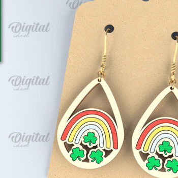 Intra απο ξύλο plywood 3mm-4mm πάχος – Σκουλαρίκια St. Patrick's Day Drop Lasercut Δίασταση  5x5 cm INTRAFABR-87838180 - Image 1